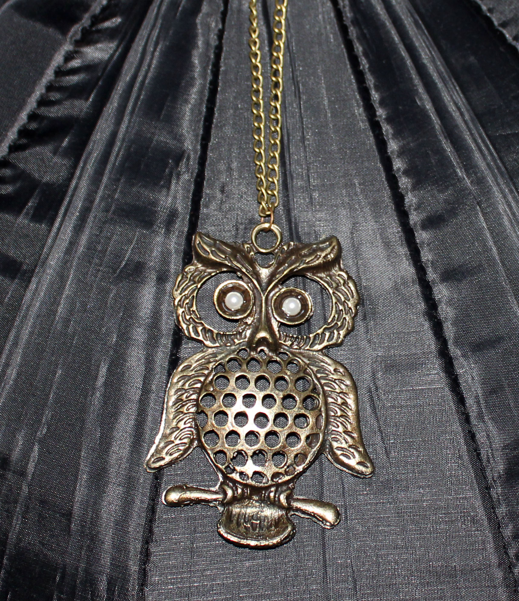 Owl Designed Necklace  Long Antique Bronze Necklace  on Luulla